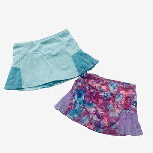 Set of 2 Champion Girls' Skorts in Aqua and Floral Mix sz 6/6x